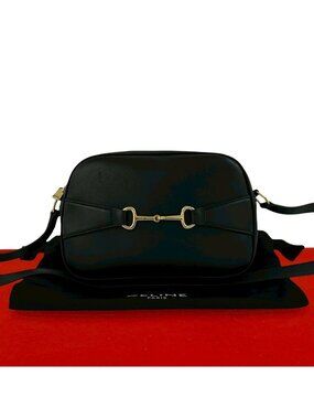 Celine Cles Small Camera Bag Leather Pochette Crossbody Black